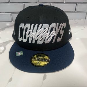Dallas Cowboys New Era NFL On Stage 59FIFTY Fitted Hat Cap Black Navy SCRIPT